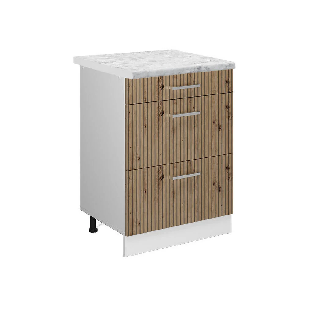 DULAP DE BAZĂ DE BUCĂTĂRIE R-Line Stejar artizanal 60 cm cu sertare, marmura AP DULAP DE BAZĂ DE BUCĂTĂRIE R-Line Stejar artizanal 60 cm cu sertare, marmura AP