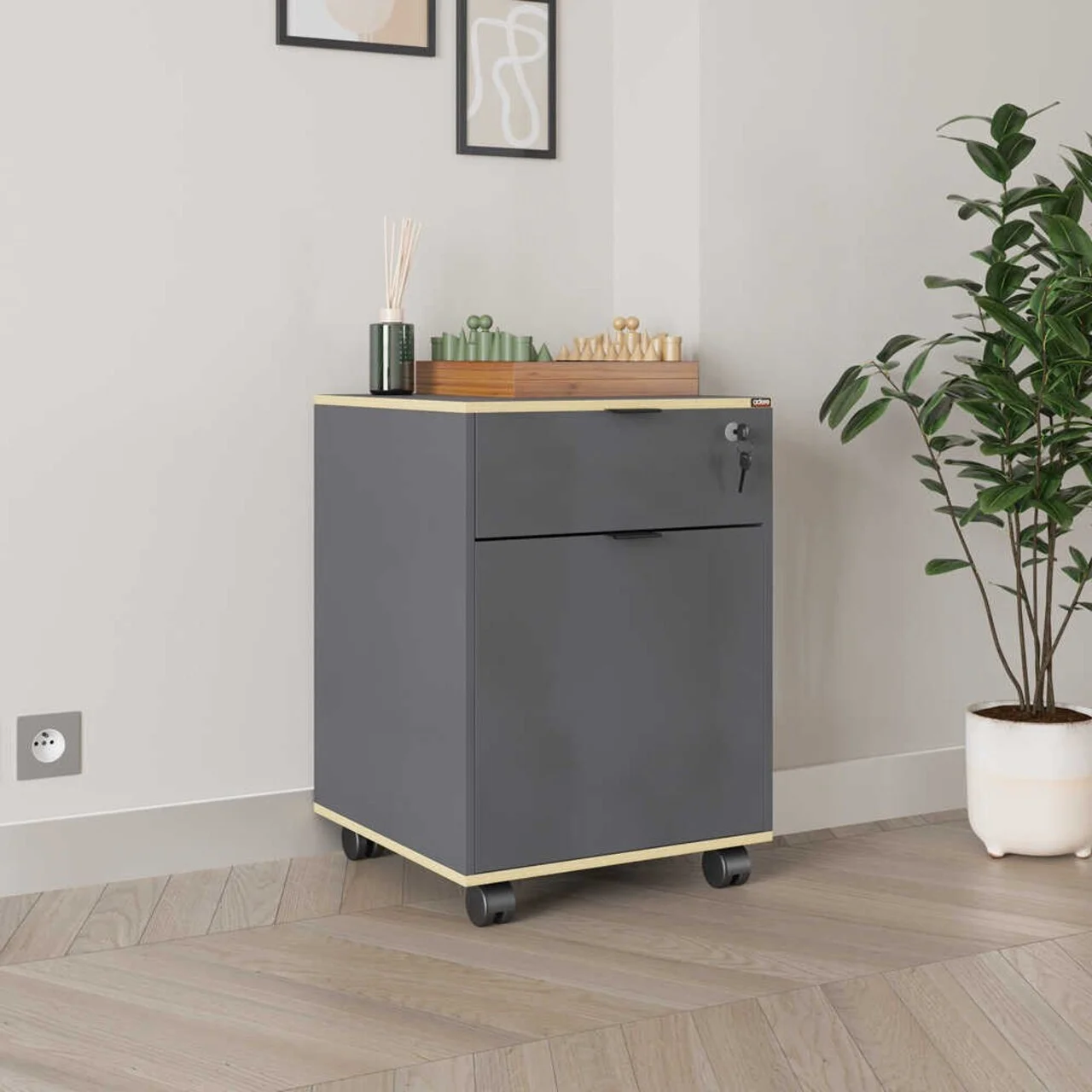 Dulap multifunctional, Hanah Home, Rkm-311-Ax-1, 41x61x41 cm, Antracit / Stejar Dulap multifunctional, Hanah Home, Rkm-311-Ax-1, 41x61x41 cm, Antracit / Stejar