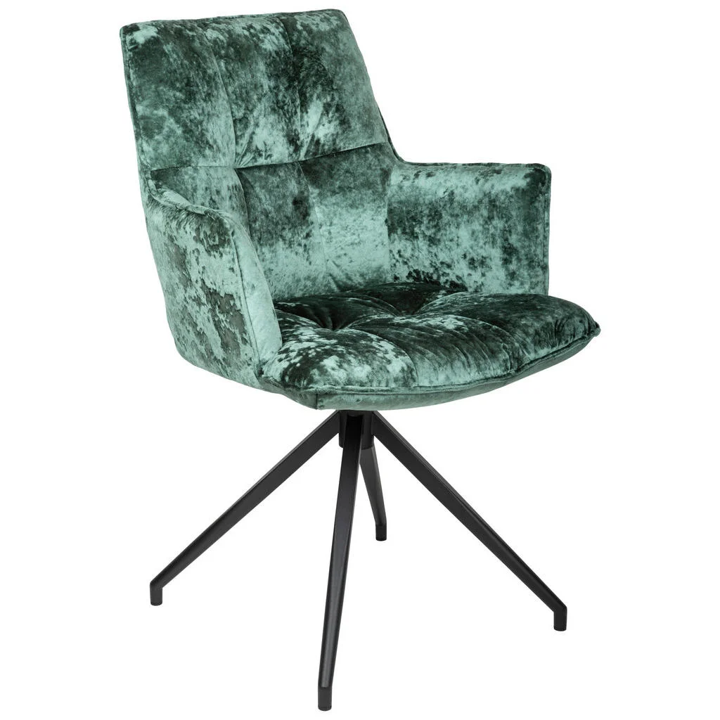 Scaun Cu Brațe din metal, textil, negru, petrol Scaun Cu Brațe din metal, textil, negru, petrol