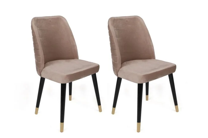 Set 2 scaune HUGO, bej + negru + auriu, 50x49x90 cm Set 2 scaune HUGO, bej + negru + auriu, 50x49x90 cm