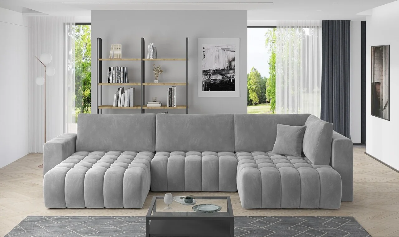 Coltar extensibil stanga 6 locuri ELTAP, LT-04SO, Bonito, 350x175x92 cm, lemn/poliester, gri deschis Coltar extensibil stanga 6 locuri ELTAP, LT-04SO, Bonito, 350x175x92 cm, lemn/poliester, gri deschis