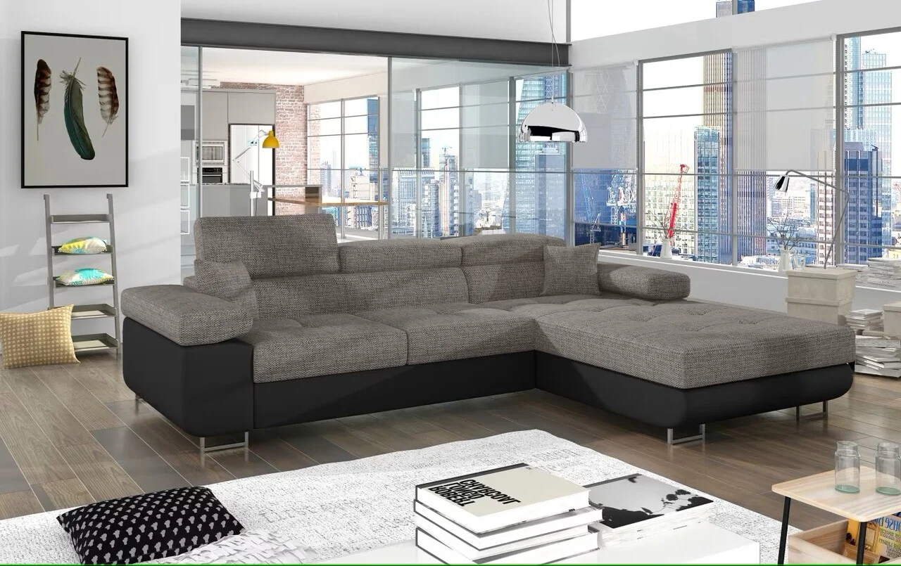 Coltar extensibil dreapta 4 locuri ELTAP, Armd-01, Armando, 289x203x85 cm, lemn/poliester, gri/negru Coltar extensibil dreapta 4 locuri ELTAP, Armd-01, Armando, 289x203x85 cm, lemn/poliester, gri/negru