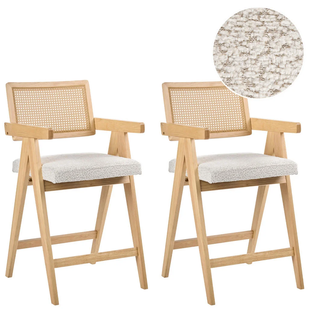 SCAUN DE BAR set de 2 lemn maro deschis/bej Ava SCAUN DE BAR set de 2 lemn maro deschis/bej Ava