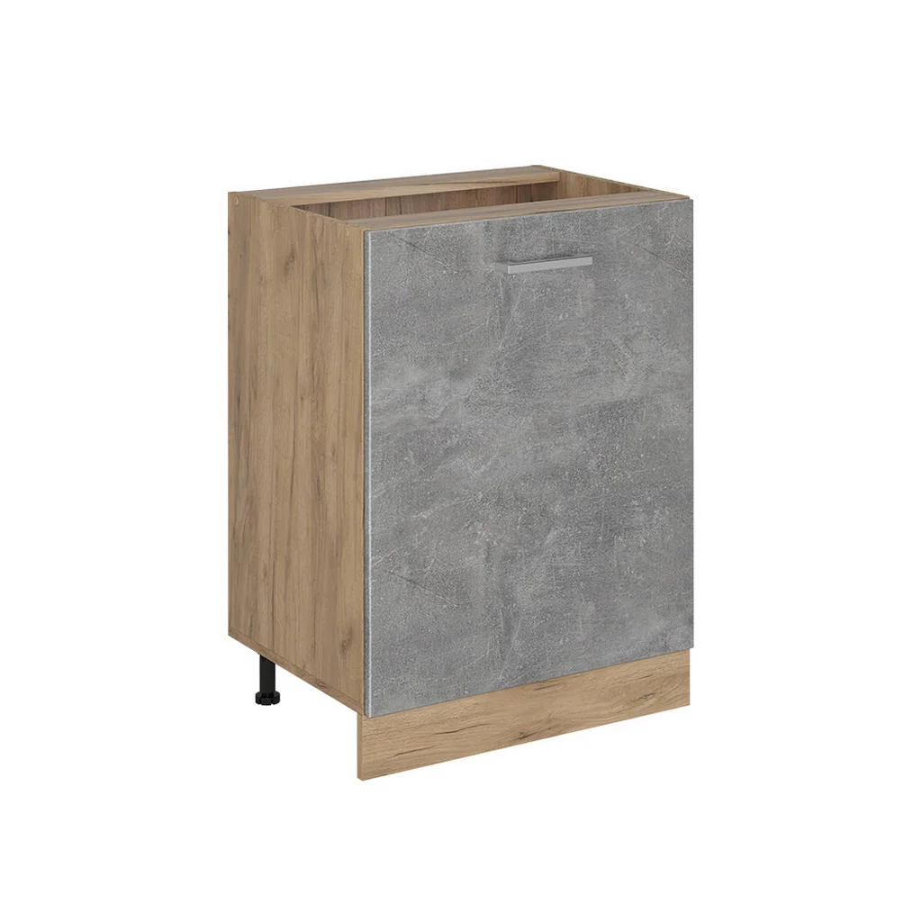 DULAP DE BAZĂ DE BUCĂTĂRIE R-Line, beton/Stejar auriu, 60 cm cu 1 ușă fără blat de lucru DULAP DE BAZĂ DE BUCĂTĂRIE R-Line, beton/Stejar auriu, 60 cm cu 1 ușă fără blat de lucru