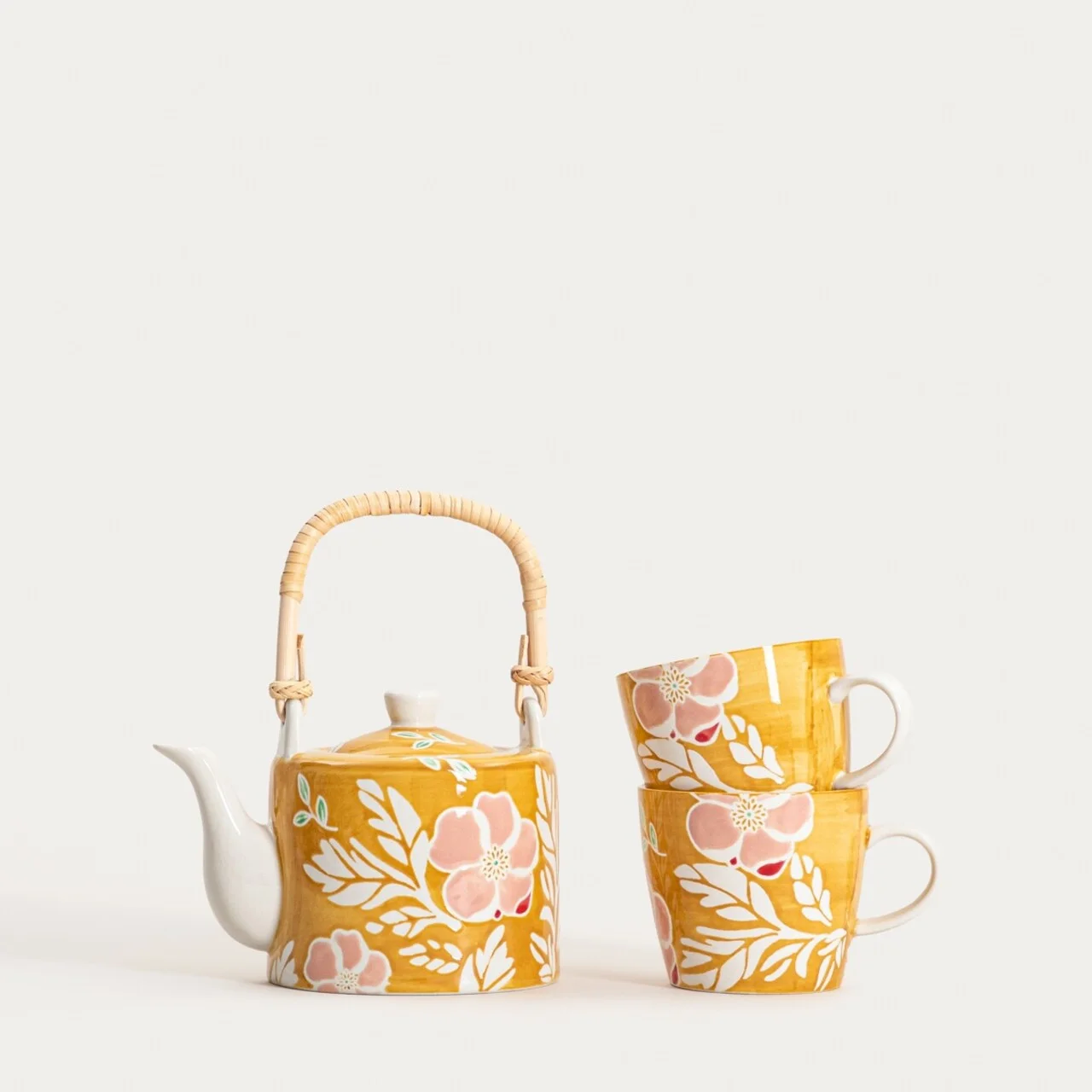 Set ceainic cu 2 cesti Cerri, Homla, 1.18 L, ceramica, mustar Set ceainic cu 2 cesti Cerri, Homla, 1.18 L, ceramica, mustar