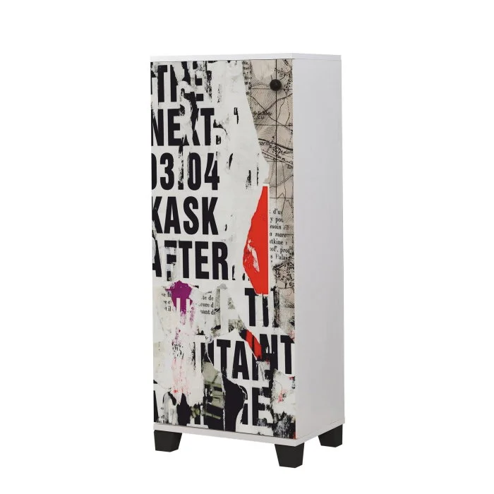 Pantofar FILINTA, alb + multicolor, 50x38x127 cm