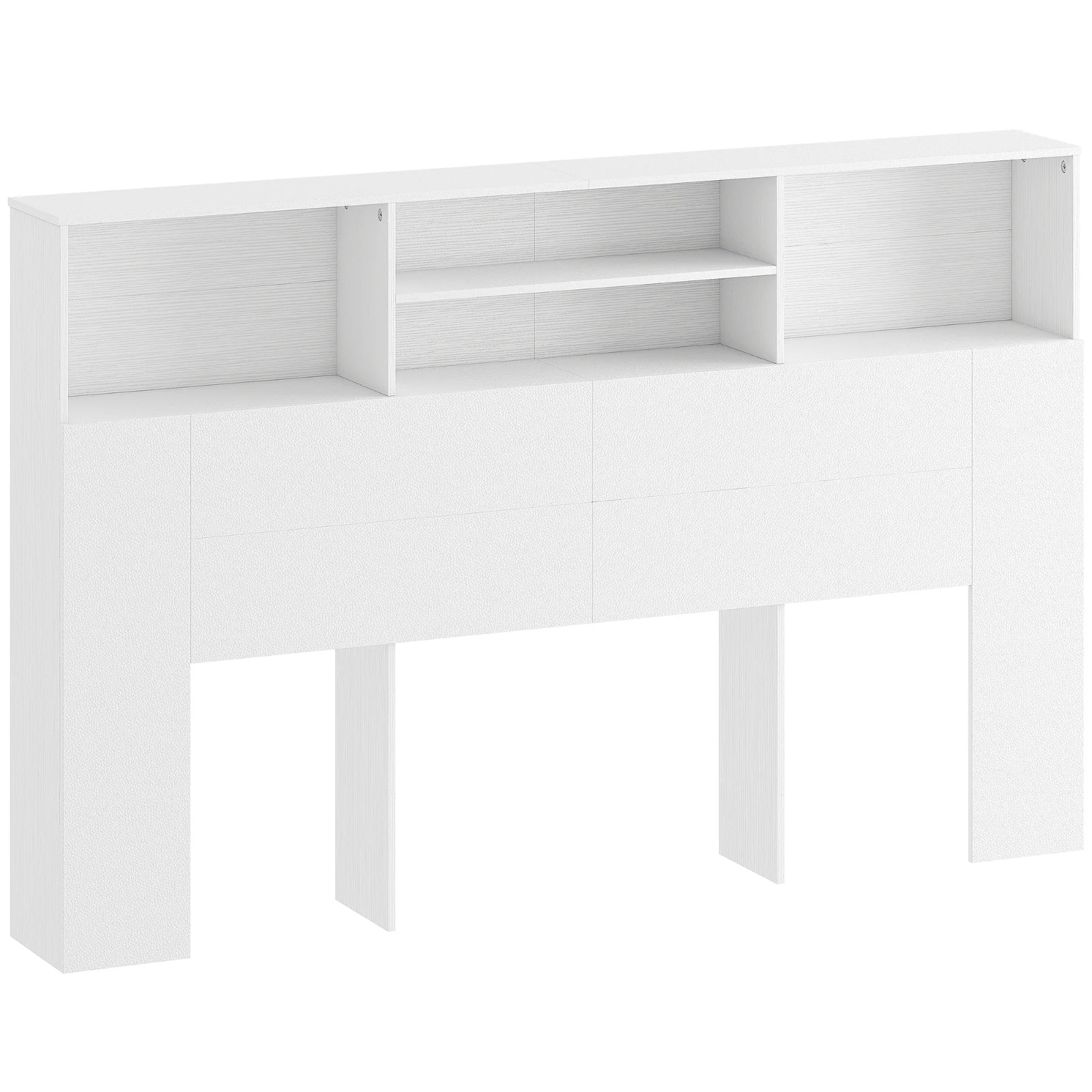 HOMCOM Tăblie de Pat Autoportantă 160 cm cu Compartimente, Tăblie pentru Pat Dublu cu 4 Spații Deschise, 160 x 20,2 x 108,2 cm, Alb | Aosom Romania HOMCOM Tăblie de Pat Autoportantă 160 cm cu Compartimente, Tăblie pentru Pat Dublu cu 4 Spații Deschise, 160 x 20,2 x 108,2 cm, Alb | Aosom Romania