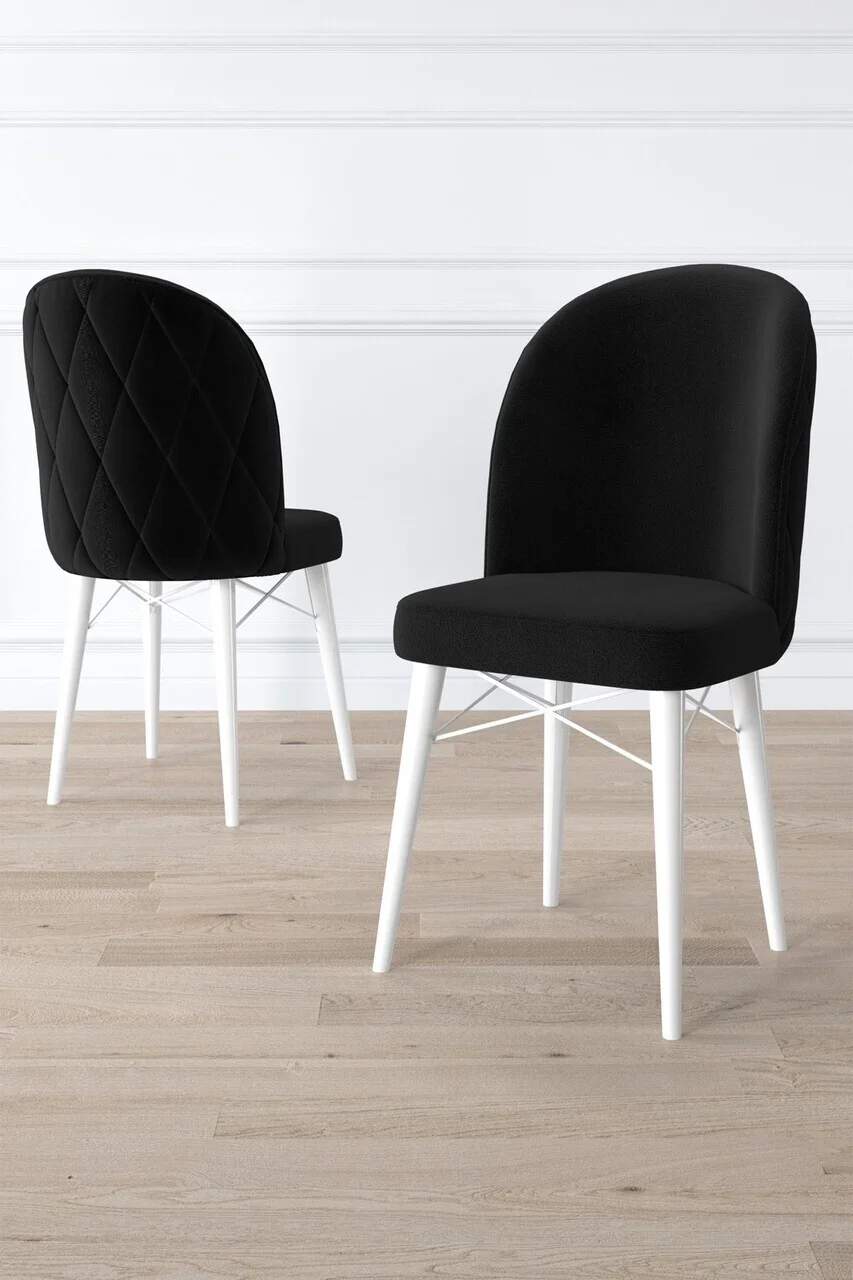 Set scaune 6 piese, Hanah Home, Bika, Alb/Negru Set scaune 6 piese, Hanah Home, Bika, Alb/Negru