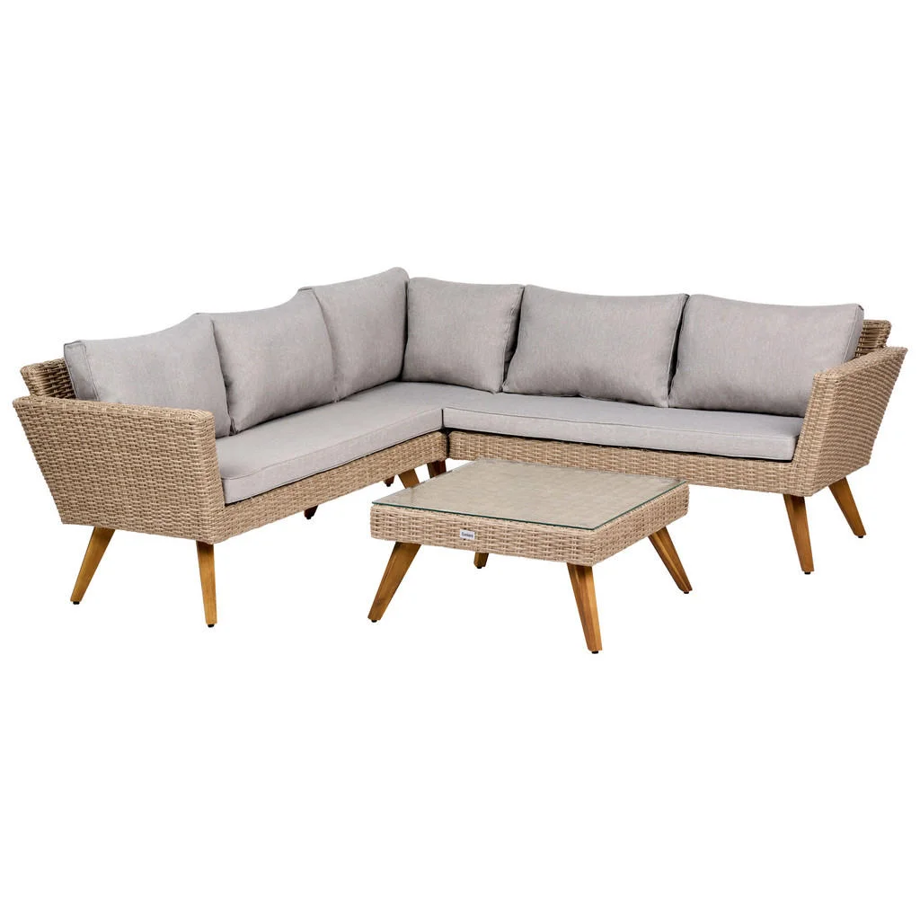 COLȚAR DE GRĂDINĂ cu masă cu 6 locuri polyrattan gri Vittoria COLȚAR DE GRĂDINĂ cu masă cu 6 locuri polyrattan gri Vittoria