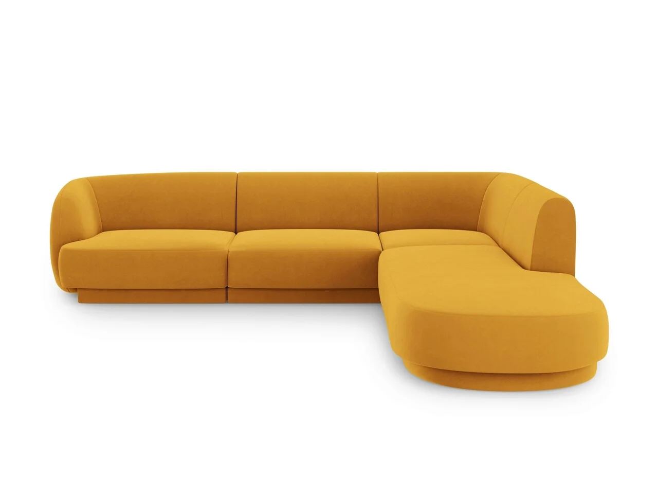Coltar dreapta 6 locuri, Miley, Micadoni Home, BL, forma rotunjita, 258x248x74 cm, catifea, galben Coltar dreapta 6 locuri, Miley, Micadoni Home, BL, forma rotunjita, 258x248x74 cm, catifea, galben