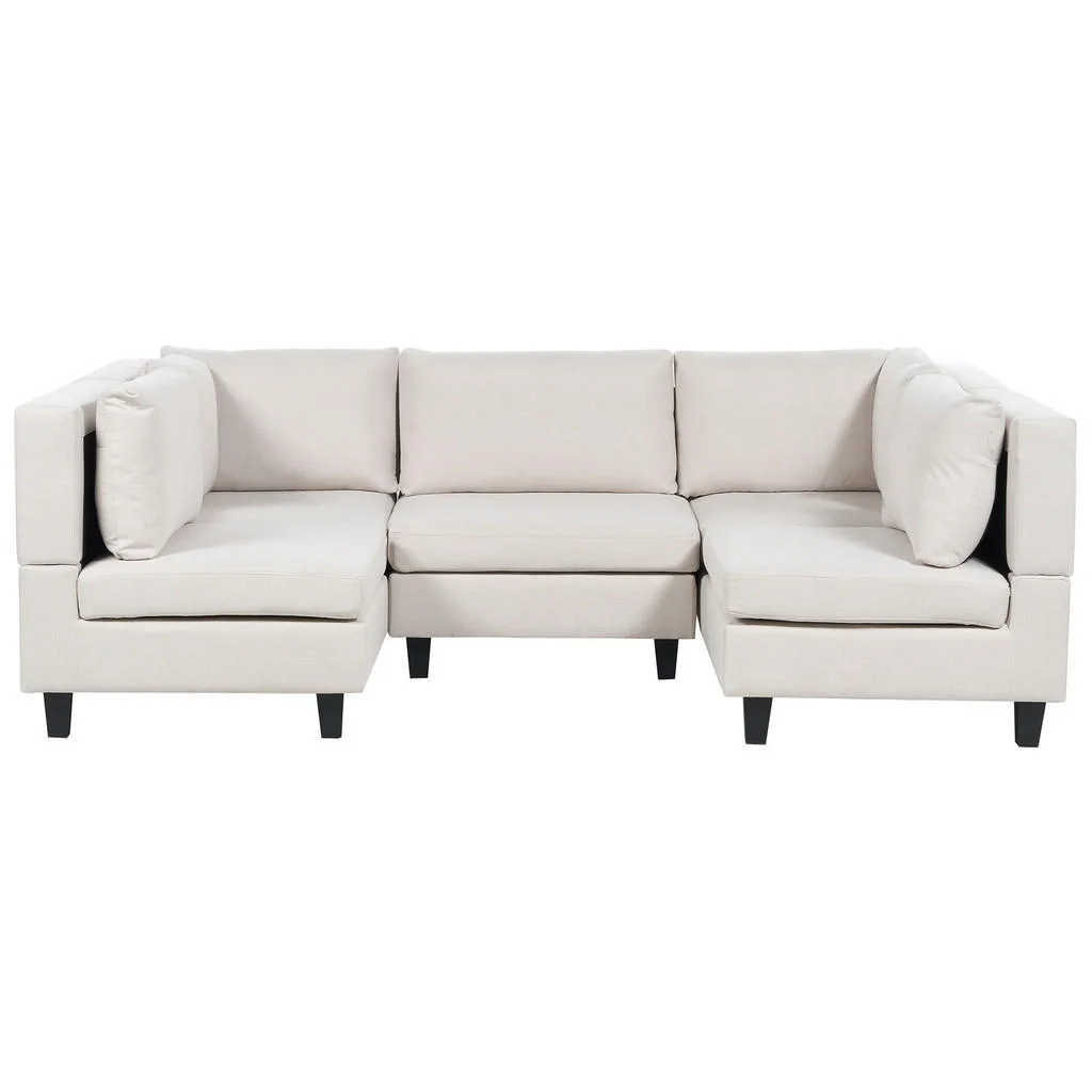 CANAPEA MODULARĂ 5 LOCURI în formă de u bej deschisă textil Unstad CANAPEA MODULARĂ 5 LOCURI în formă de u bej deschisă textil Unstad