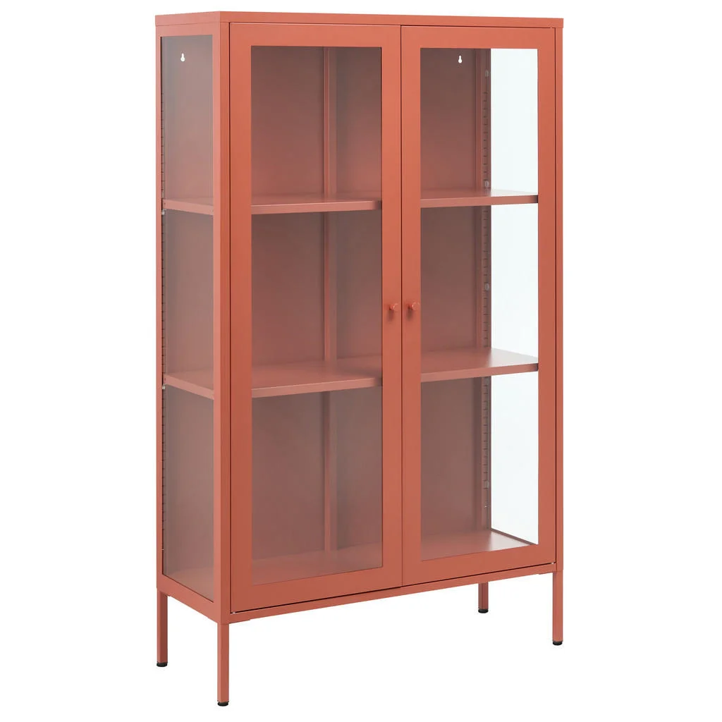 VITRINĂ cu uși din sticlă metal 90 cm maro aurie Nash VITRINĂ cu uși din sticlă metal 90 cm maro aurie Nash