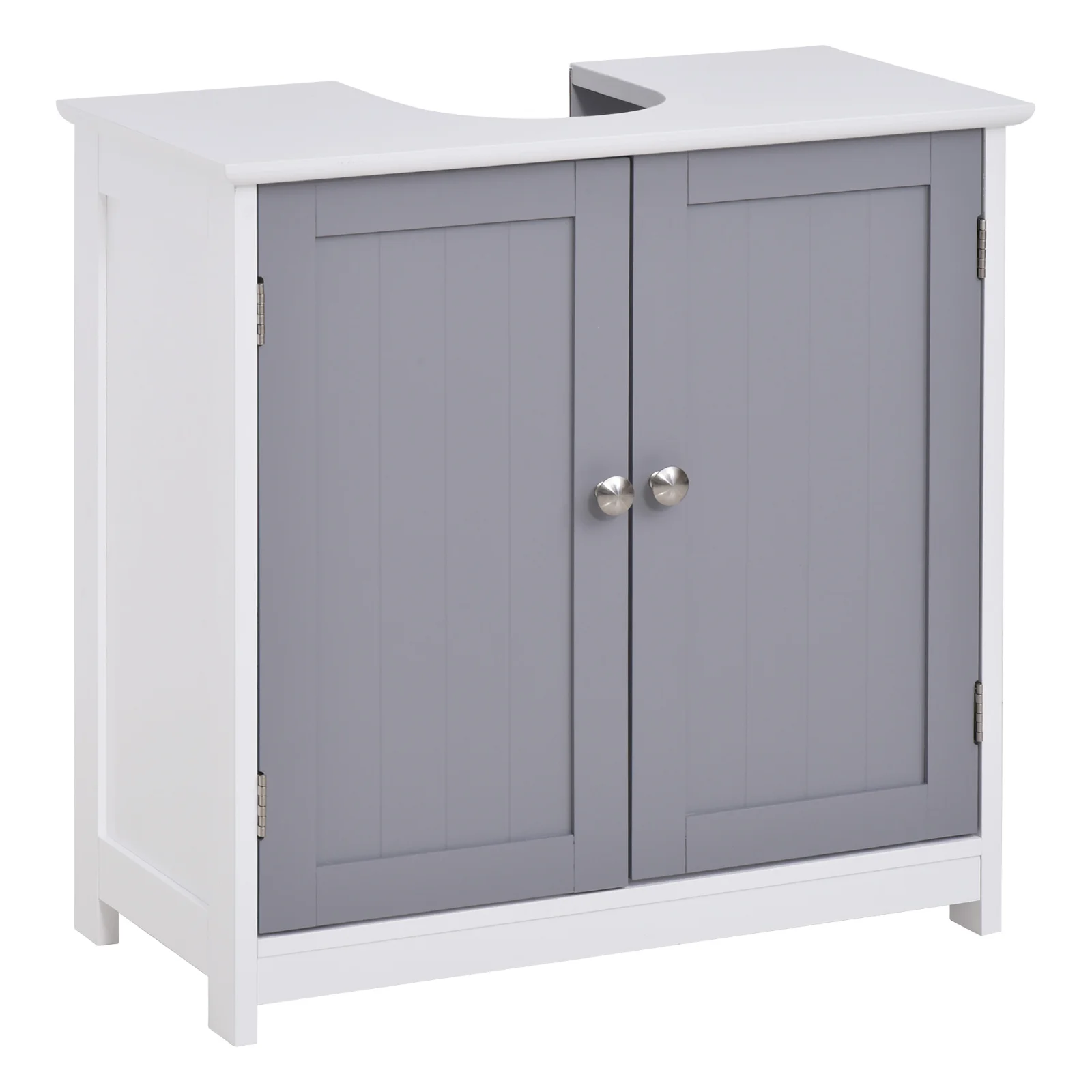 Kleankin Dulap Sub Chiuvetă Baie U-Shape 2 Uși Etajeră Reglabilă MDF Alb Gri 60x30x60cm | Aosom Romania Kleankin Dulap Sub Chiuvetă Baie U-Shape 2 Uși Etajeră Reglabilă MDF Alb Gri 60x30x60cm | Aosom Romania
