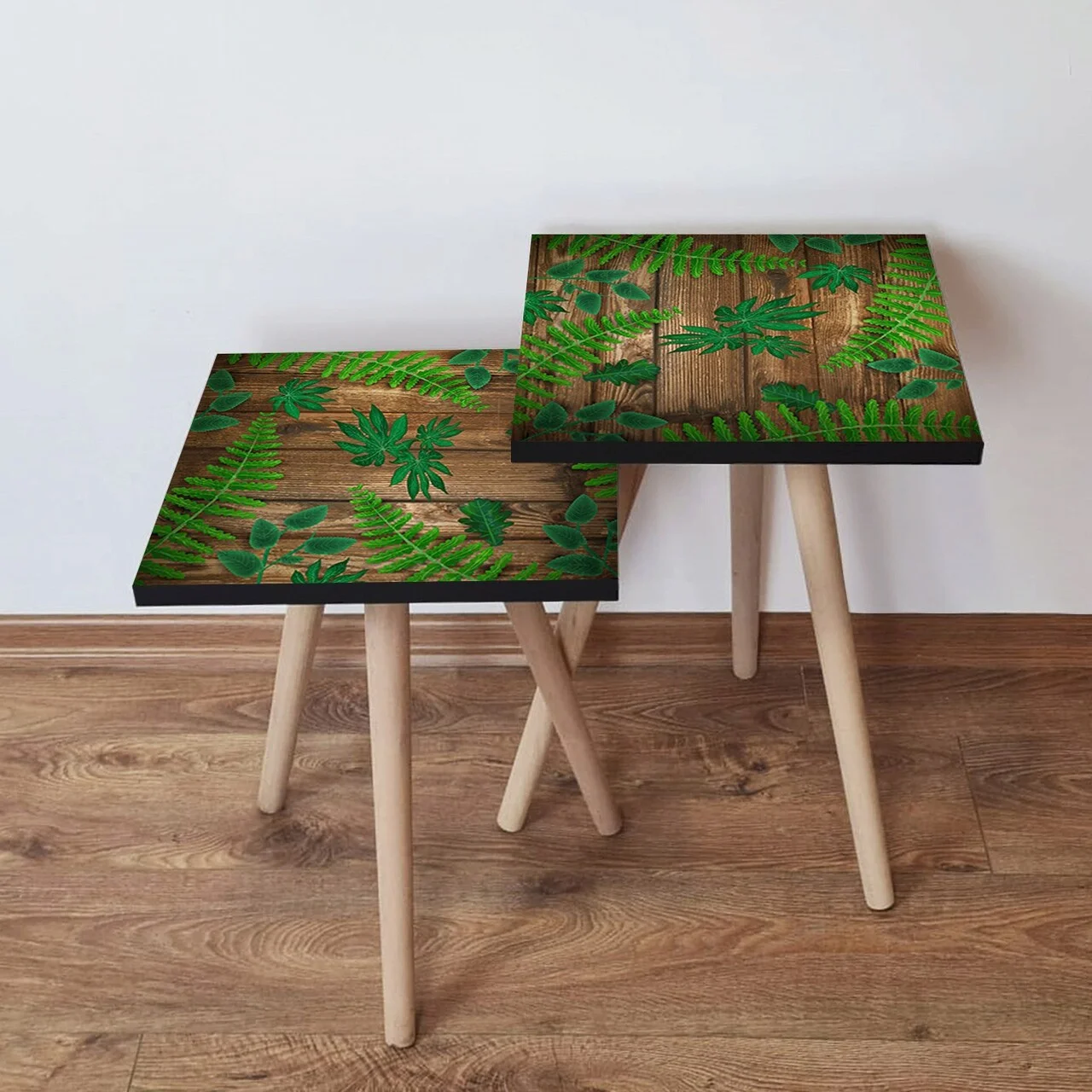 Set masute 2 piese, Hanah Home, 2Shp14, Verde/Maro Set masute 2 piese, Hanah Home, 2Shp14, Verde/Maro