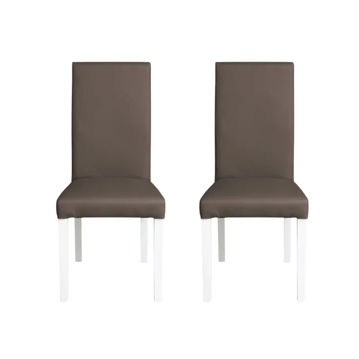 Set 2 scaune living TEO, picioare lemn alb, piele ecologica gri elefant, 46x60x98 cm Set 2 scaune living TEO, picioare lemn alb, piele ecologica gri elefant, 46x60x98 cm