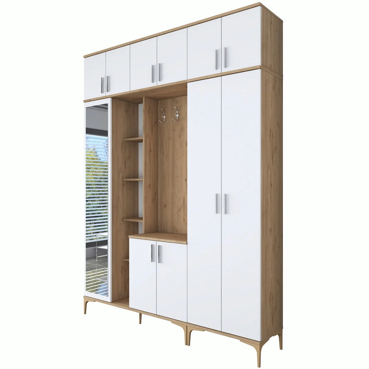 Cuier de perete, Hanah Home, EA121, 180x240x37.5 cm, Nuc/Alb Cuier de perete, Hanah Home, EA121, 180x240x37.5 cm, Nuc/Alb