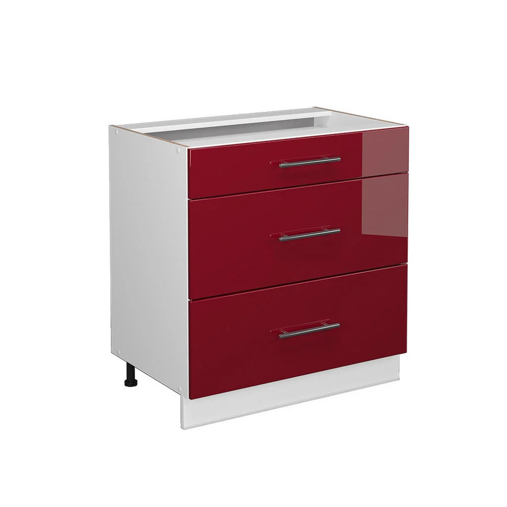 DULAP BAIE Fame-Line Bordeaux lucios ridicat 80x82 cm cu 3 sertare, fara blat DULAP BAIE Fame-Line Bordeaux lucios ridicat 80x82 cm cu 3 sertare, fara blat