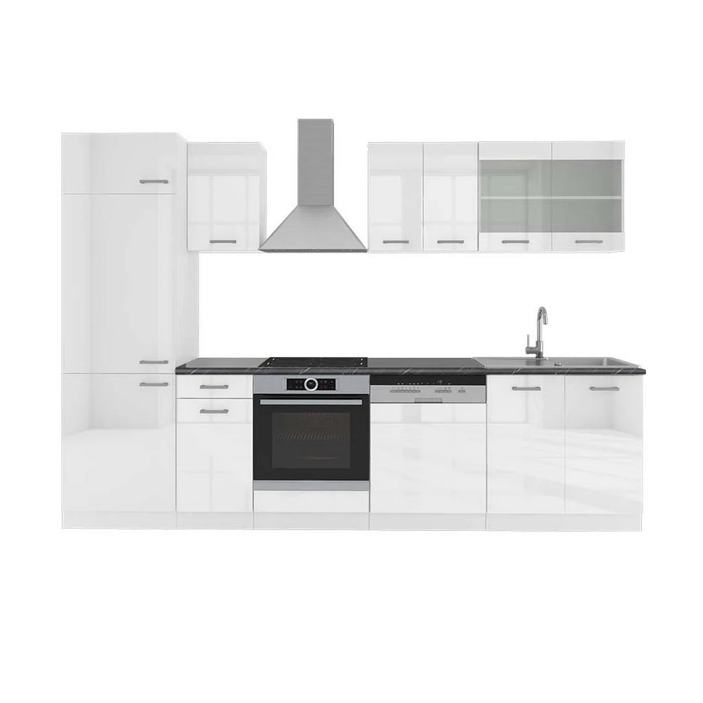 KITCHENETTE R-Line Alb lucios/alb 300 cm , AP Antracit KITCHENETTE R-Line Alb lucios/alb 300 cm , AP Antracit