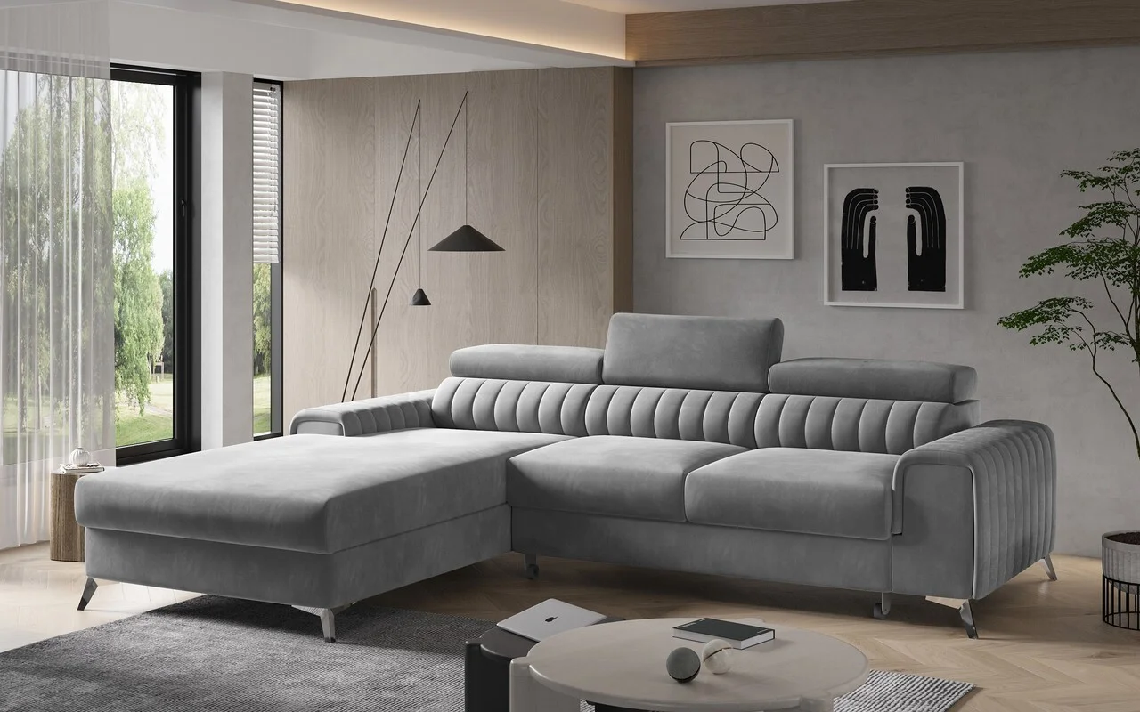 Coltar extensibil stanga 3 locuri ELTAP, LT-04SO, Grayson, 278x205x92 cm, lemn/poliester, gri Coltar extensibil stanga 3 locuri ELTAP, LT-04SO, Grayson, 278x205x92 cm, lemn/poliester, gri