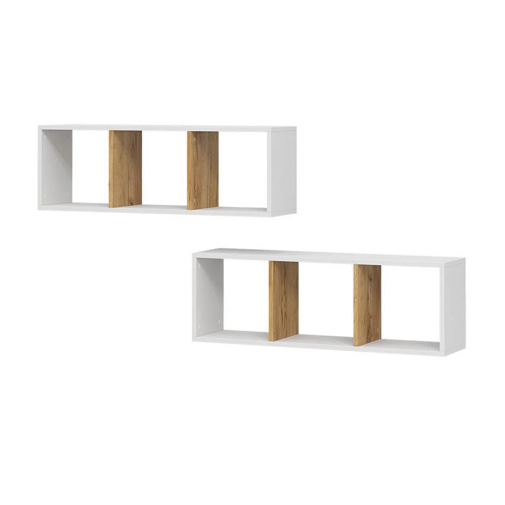RAFT DE PERETE Tomy Stejar alb/golden 90x30 cm Set de 2 RAFT DE PERETE Tomy Stejar alb/golden 90x30 cm Set de 2