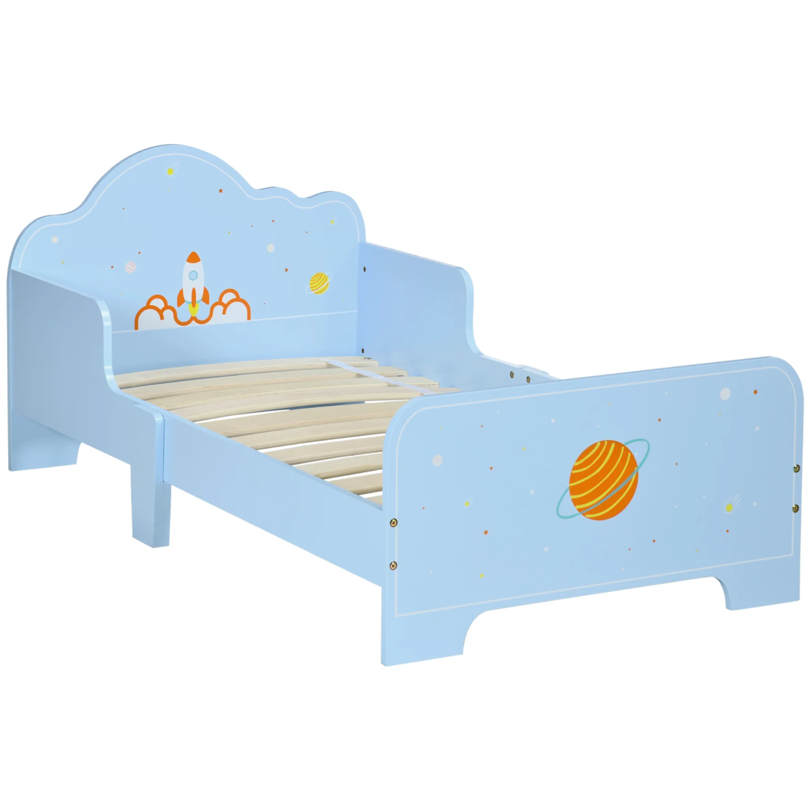 ZONEKIZ Pat pentru Copii cu Decor Spațial, Pătuț pentru Copii cu Vârsta 3-6 Ani, 143x74x59 cm, Albastru Deschis | Aosom Romania ZONEKIZ Pat pentru Copii cu Decor Spațial, Pătuț pentru Copii cu Vârsta 3-6 Ani, 143x74x59 cm, Albastru Deschis | Aosom Romania