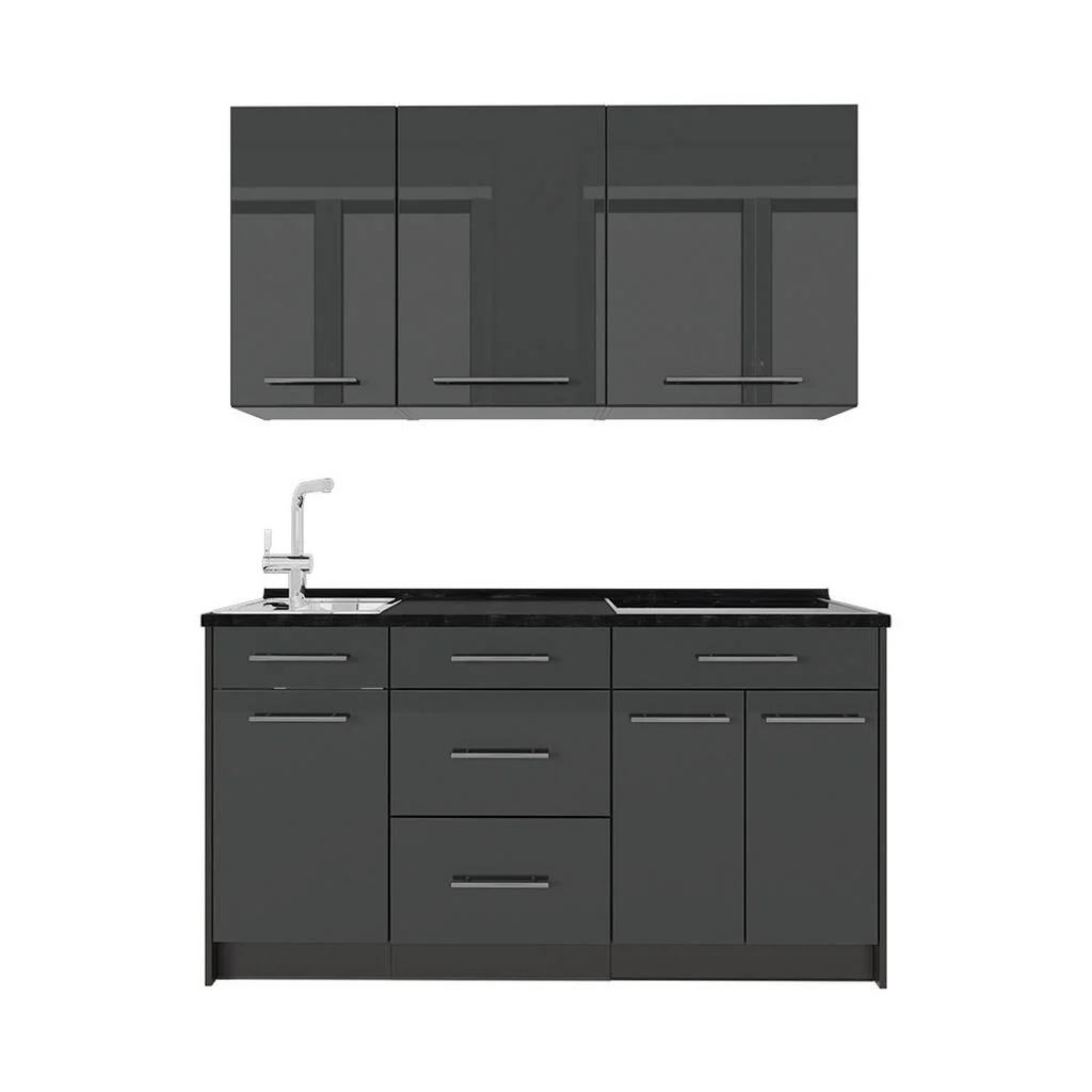 BUCATARIE SINGLE Fame-Line, Antracit lucios ridicat/antracit, 150 cm fara blat BUCATARIE SINGLE Fame-Line, Antracit lucios ridicat/antracit, 150 cm fara blat