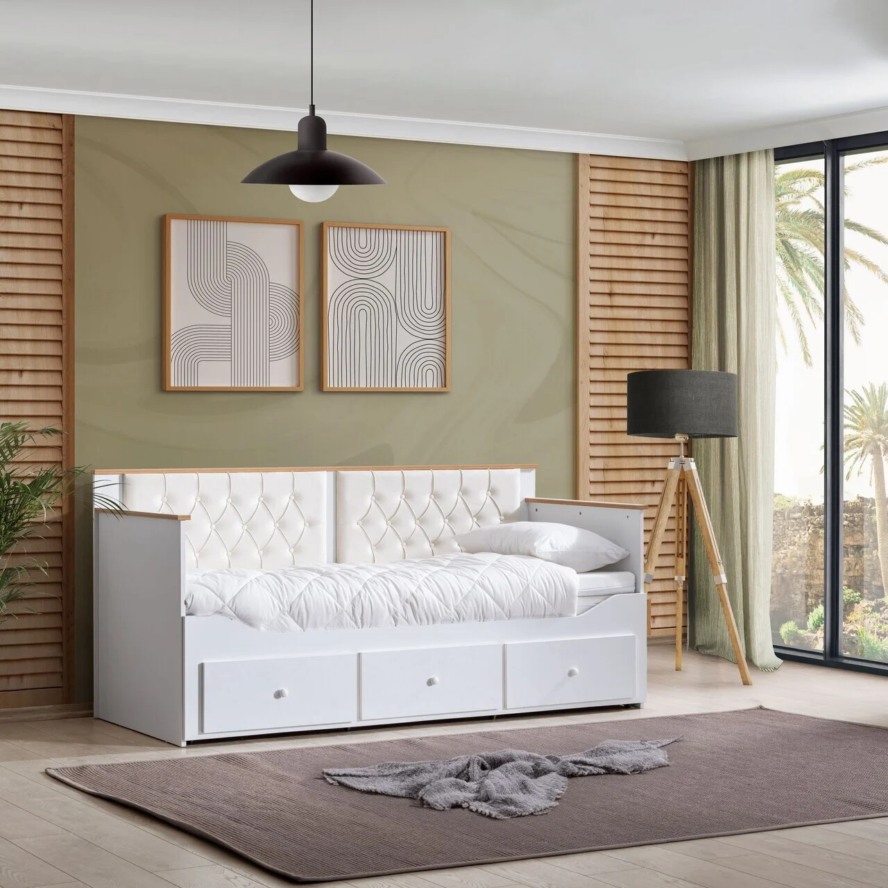 Pat de zi, Hanah Home, Alacati, 209x99x93 cm, PAL, Alb Pat de zi, Hanah Home, Alacati, 209x99x93 cm, PAL, Alb