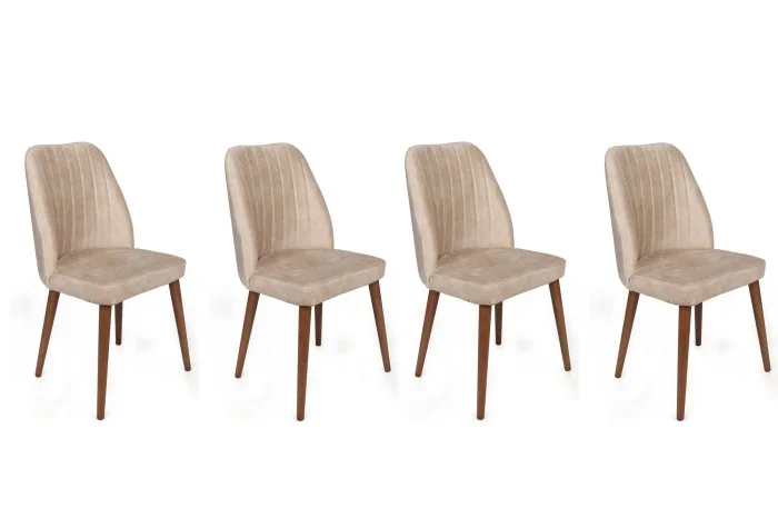 Set 4 scaune ALFA, crem + nuc, 50x49x90 cm Set 4 scaune ALFA, crem + nuc, 50x49x90 cm