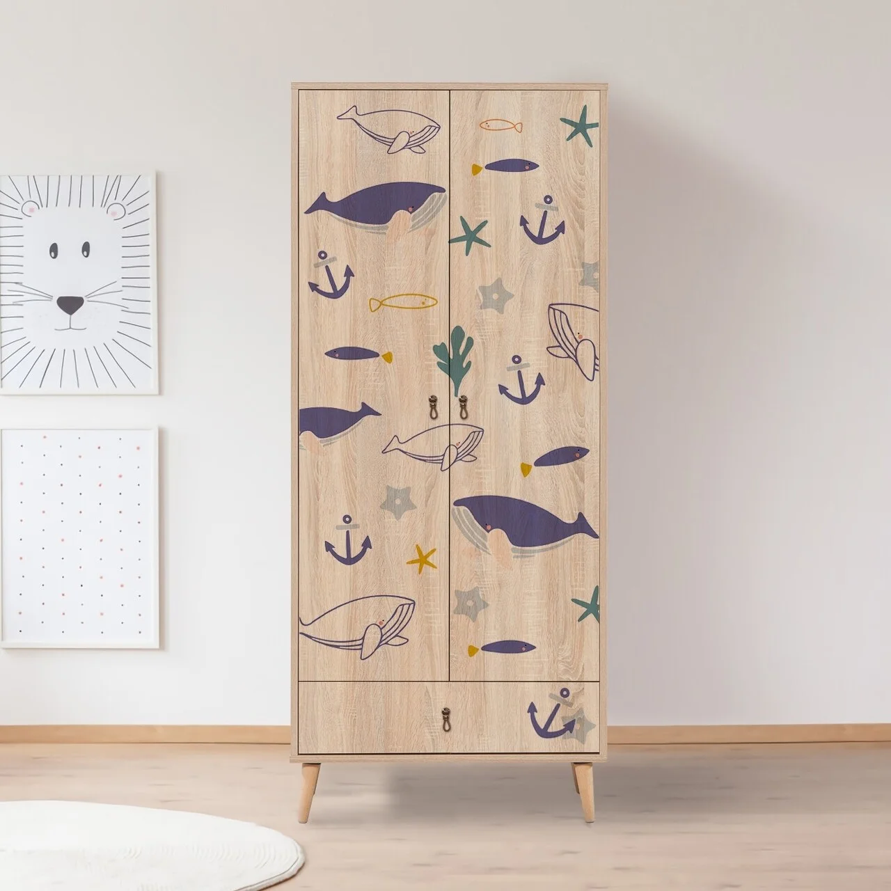 Dulap pentru haine, Vella, City Marin, 80 x 190 x 45 cm, pal melaminat, multicolor Dulap pentru haine, Vella, City Marin, 80 x 190 x 45 cm, pal melaminat, multicolor