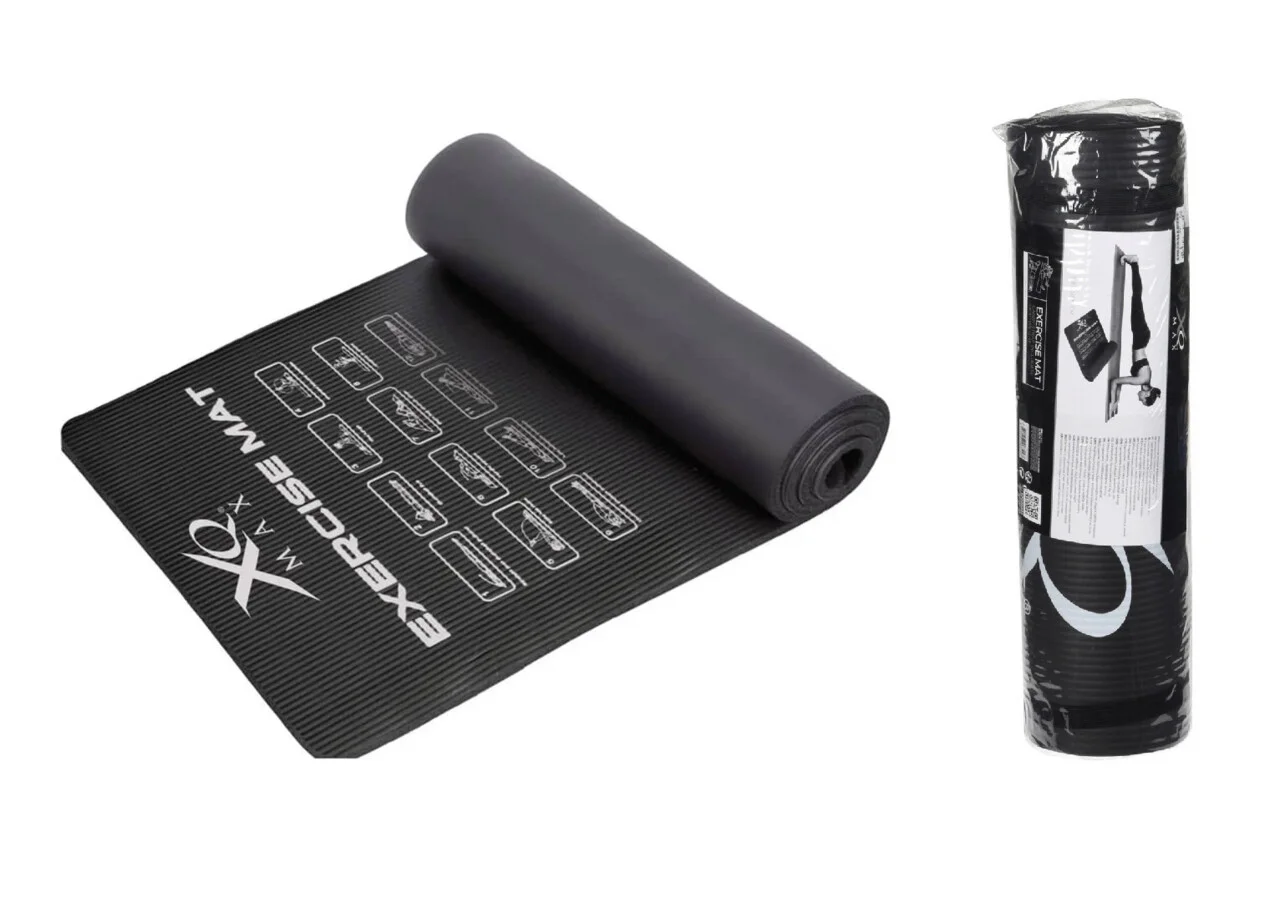 Saltea de yoga XQ Max, 183x58x1 cm, imprimeu cu exercitii, cauciuc/bumbac, negru Saltea de yoga XQ Max, 183x58x1 cm, imprimeu cu exercitii, cauciuc/bumbac, negru