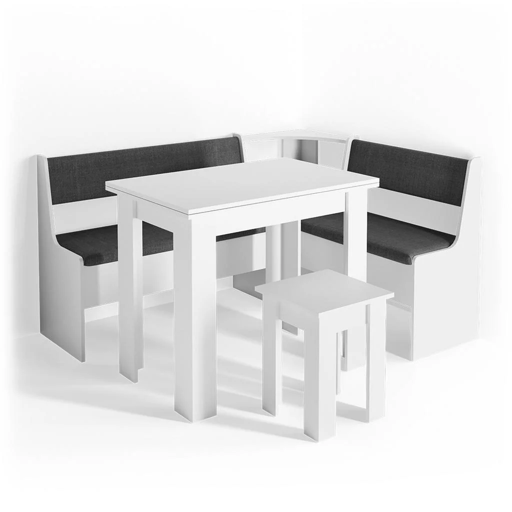GRUP DE BĂNCI DE COLȚ Roman Alb 150 x 120 cm cu masa GRUP DE BĂNCI DE COLȚ Roman Alb 150 x 120 cm cu masa