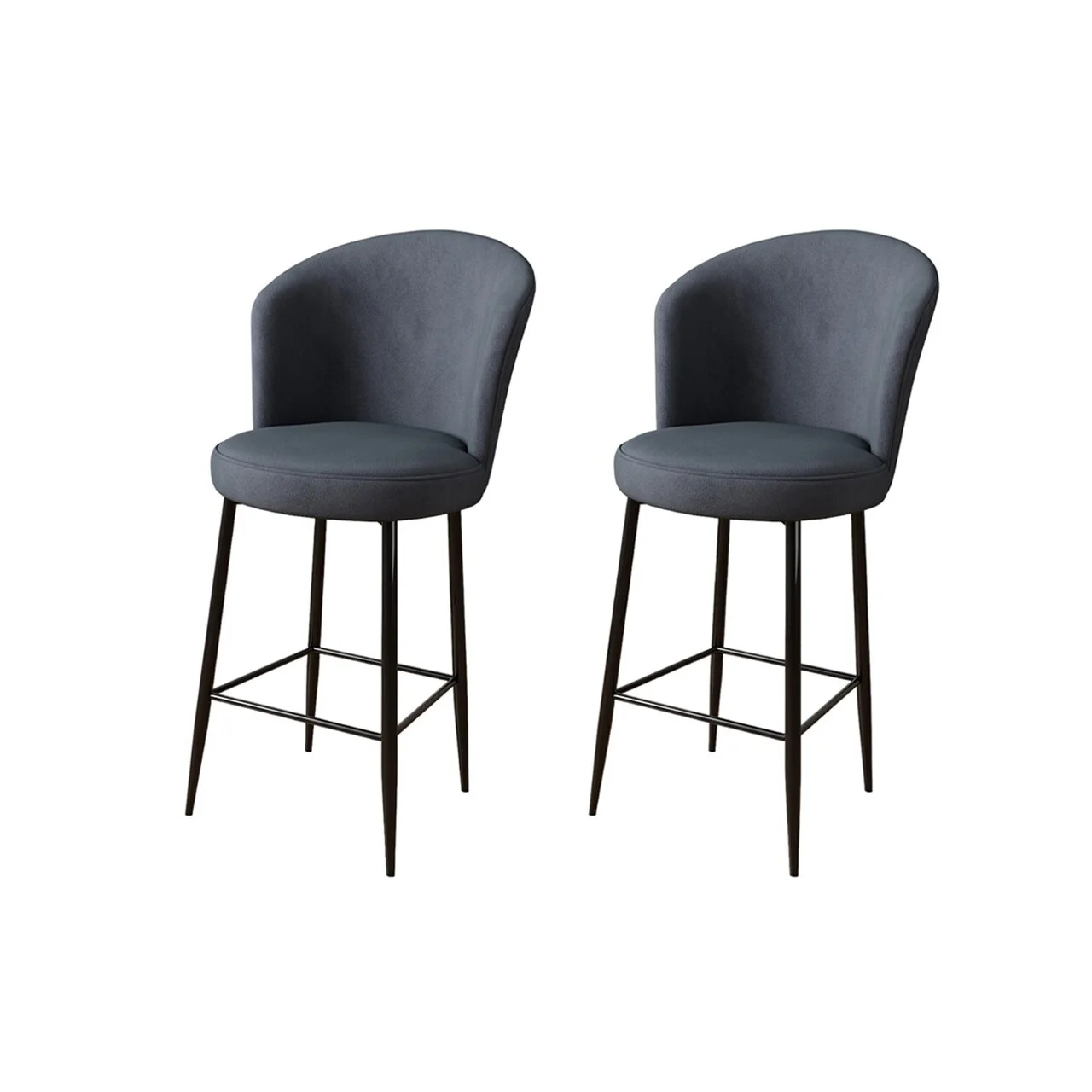 Set scaun de bar (2 bucăți), Hanah Home, Fora, Antracit / Negru Set scaun de bar (2 bucăți), Hanah Home, Fora, Antracit / Negru
