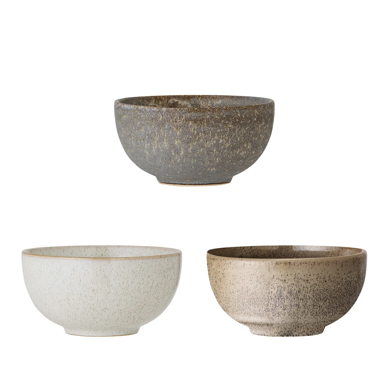 Set 3 boluri, Bloomingville, Addison, 16x8 cm, 700 ml, ceramica, gri Set 3 boluri, Bloomingville, Addison, 16x8 cm, 700 ml, ceramica, gri