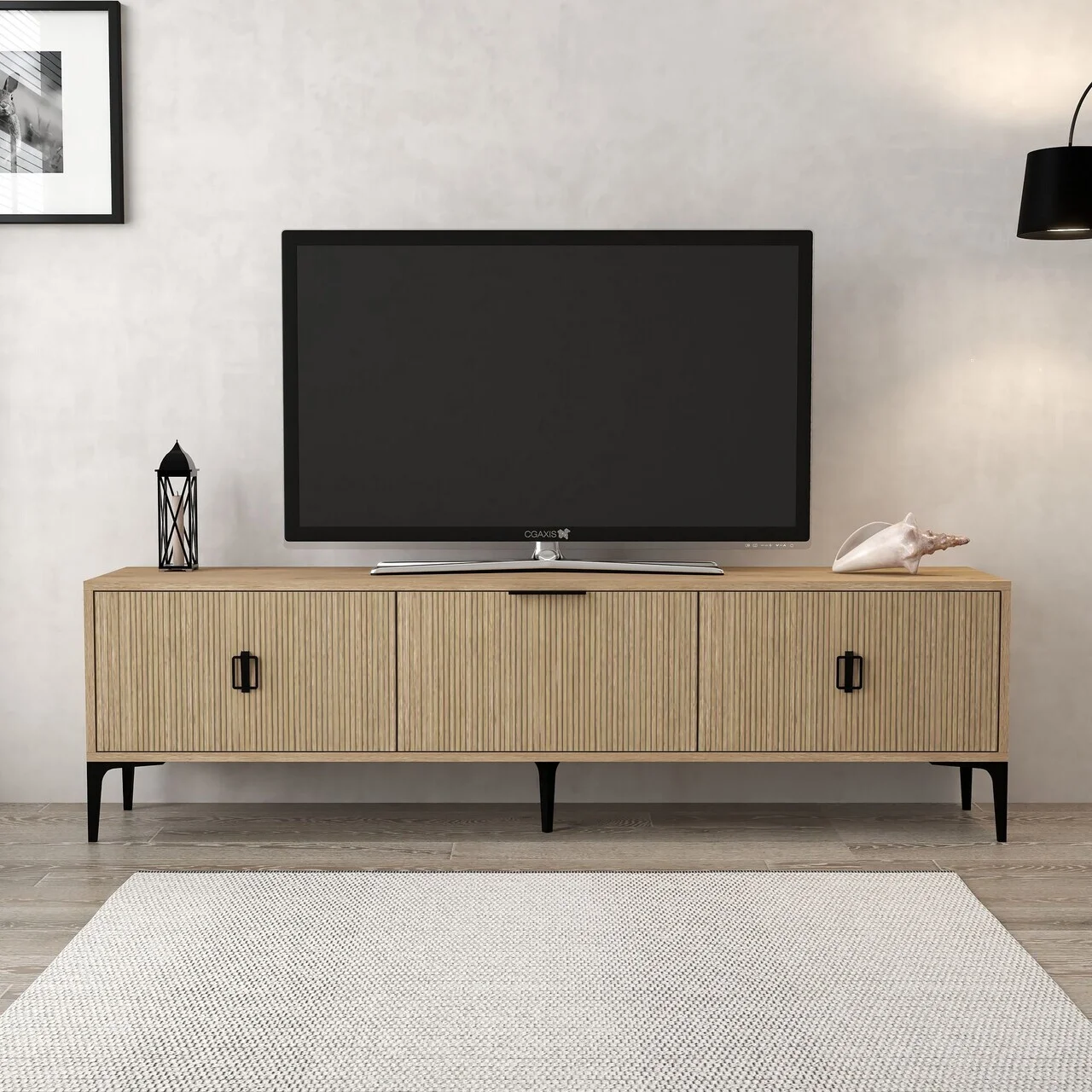 Comoda TV, Hanah Home, Neva 3803, 180x50x35 cm, PAL, Stejar Comoda TV, Hanah Home, Neva 3803, 180x50x35 cm, PAL, Stejar