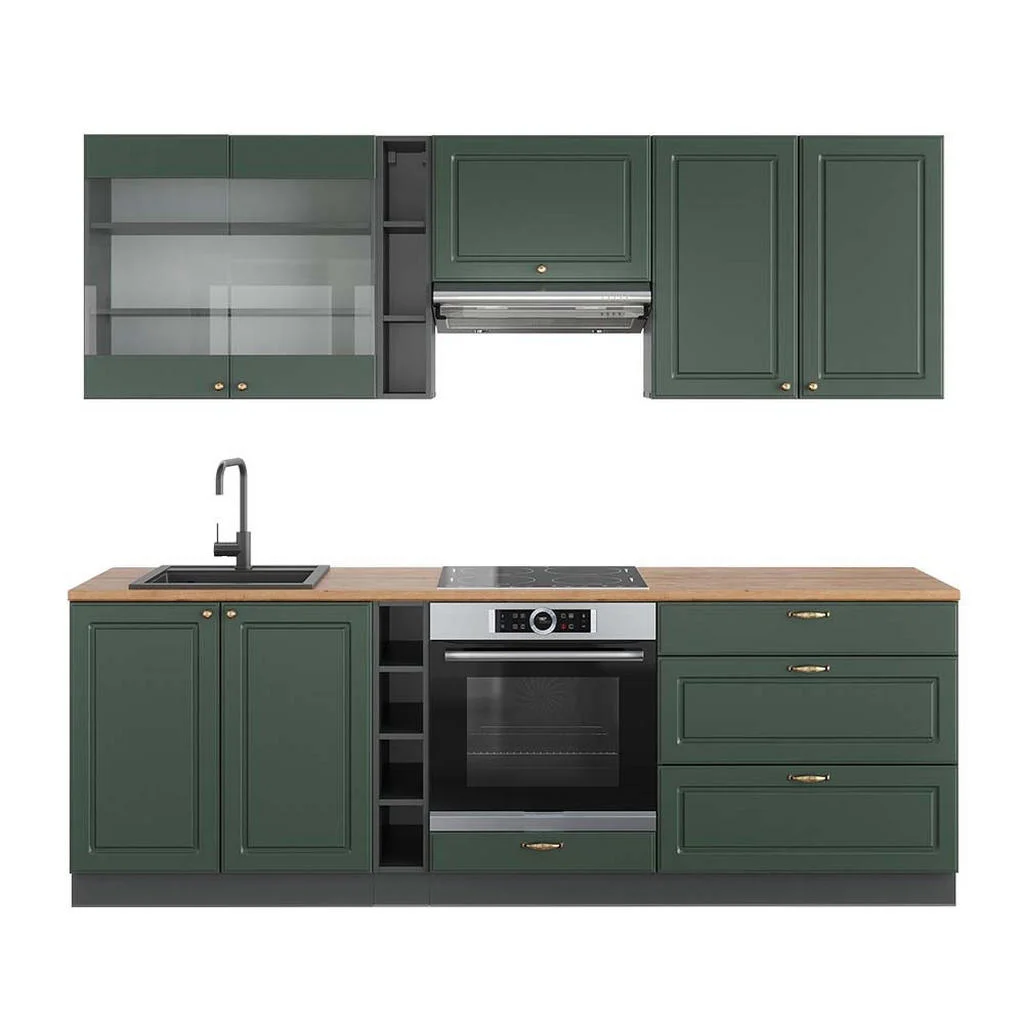 KITCHENETTE Fame-Line Casă de țară verde-aurie/antracit 235 cm , AP Stejar KITCHENETTE Fame-Line Casă de țară verde-aurie/antracit 235 cm , AP Stejar