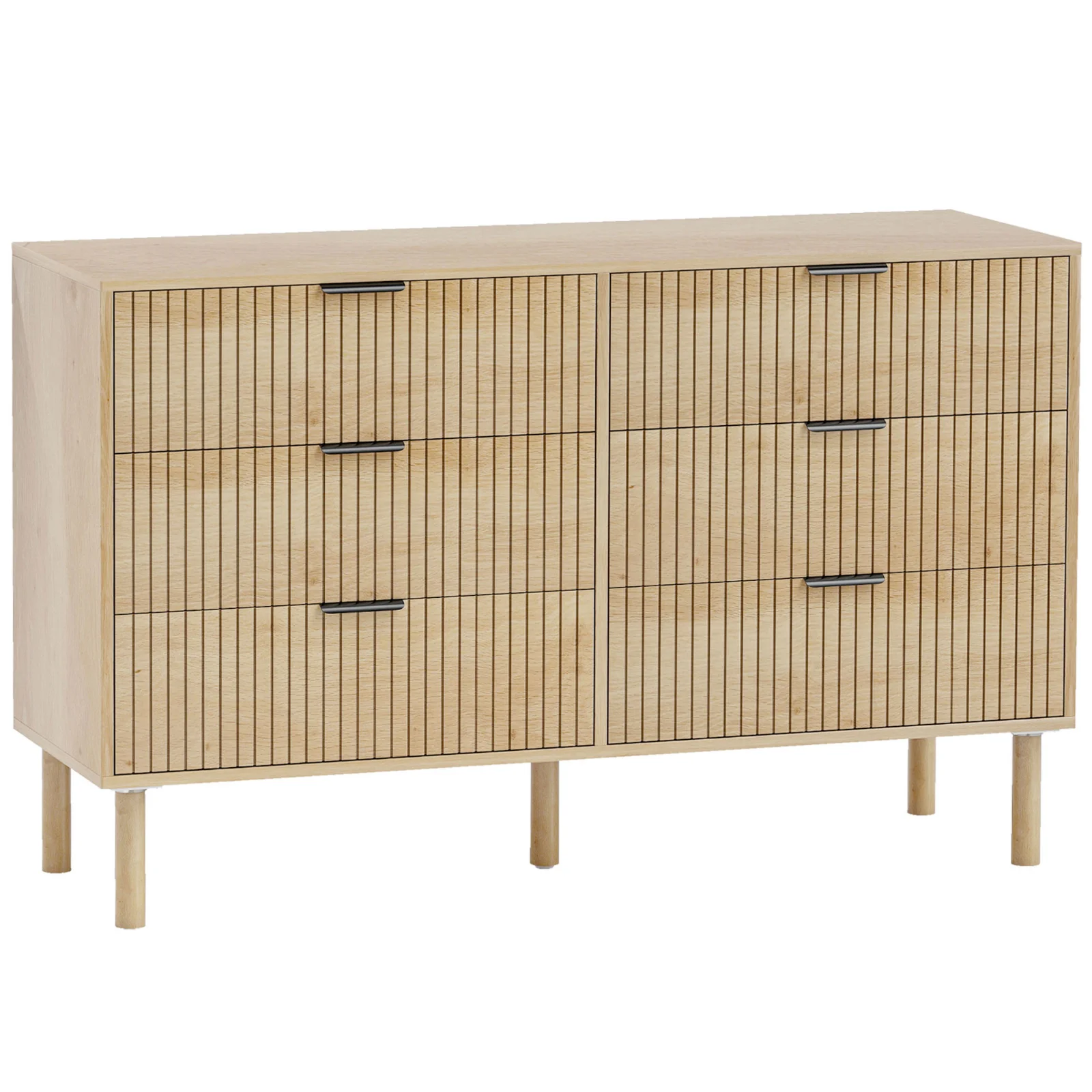 HOMCOM Comodă cu 6 Sertare din Lemn pentru Dormitor și Hol, Stil Nordic, 120 x 39,5 x 75 cm, Stejar | Aosom Romania HOMCOM Comodă cu 6 Sertare din Lemn pentru Dormitor și Hol, Stil Nordic, 120 x 39,5 x 75 cm, Stejar | Aosom Romania