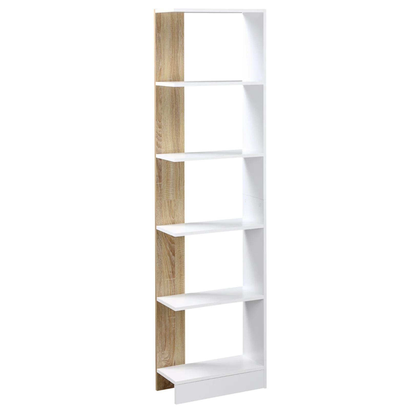 HOMCOM Bibliotecă de Perete cu 5 Rafturi și Dispozitiv Anti-Răsturnare din PAL 45x21x170 cm Alb Stejar | Aosom Romania HOMCOM Bibliotecă de Perete cu 5 Rafturi și Dispozitiv Anti-Răsturnare din PAL 45x21x170 cm Alb Stejar | Aosom Romania