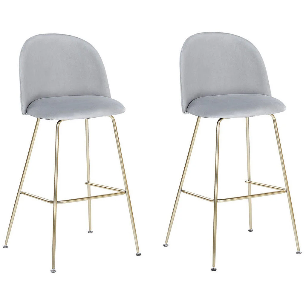 SCAUN DE BAR set de 2 catifea gri Arcola SCAUN DE BAR set de 2 catifea gri Arcola