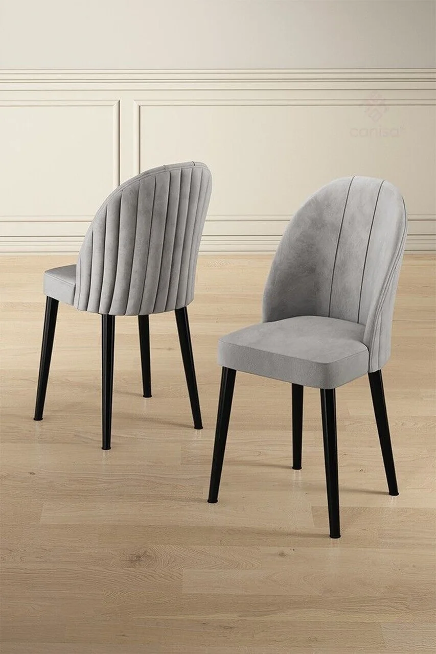 Set scaune 4 piese, Hanah Home, Mara, Gri/Negru Set scaune 4 piese, Hanah Home, Mara, Gri/Negru