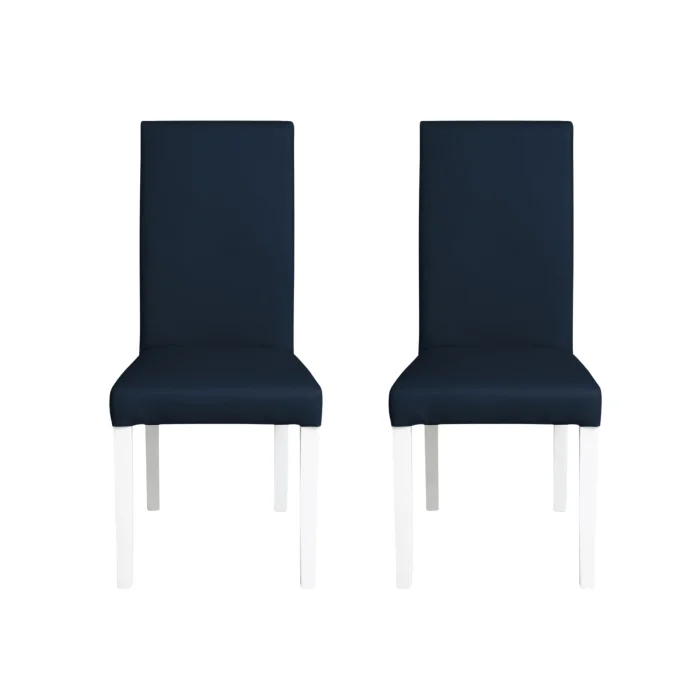 Set 2 scaune living TEO, picioare lemn alb, piele ecologica albastru, 46x60x98 cm Set 2 scaune living TEO, picioare lemn alb, piele ecologica albastru, 46x60x98 cm
