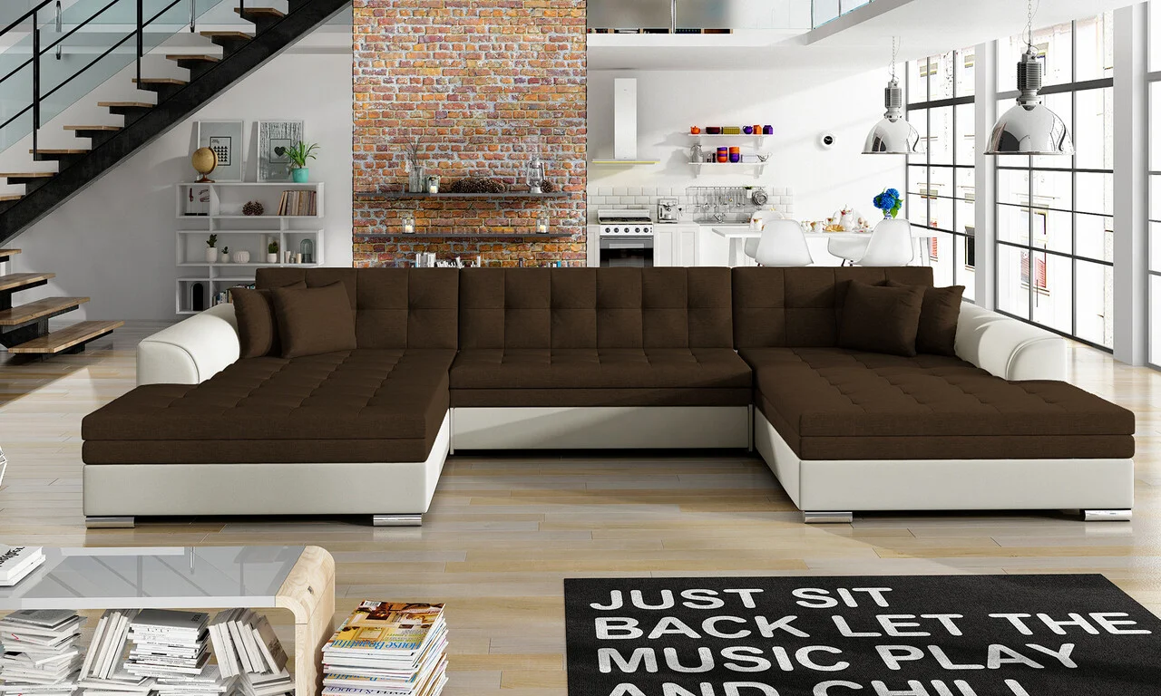 Coltar extensibil 5 locuri, ELTAP, Vento, 359x165x87 cm, lemn/poliester, maro/bej Coltar extensibil 5 locuri, ELTAP, Vento, 359x165x87 cm, lemn/poliester, maro/bej