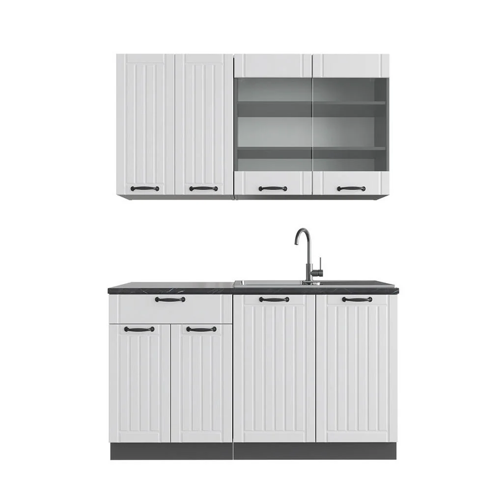 BUCĂTĂRIE SIMPLĂ Fame-Line Casă de țară albă/antracit 140 cm fara blat BUCĂTĂRIE SIMPLĂ Fame-Line Casă de țară albă/antracit 140 cm fara blat
