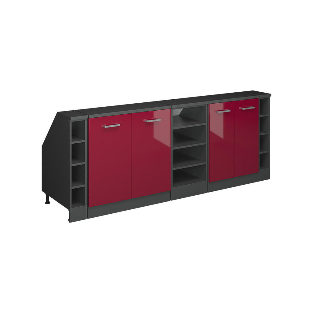 DULAP DE BUCĂTĂRIE PENTRU ACOPERIȘURI ÎNCLINATE R-Line Roșu lucios ridicat 210 cm Set de 5 corpuri dulap adâncime 60 cm DULAP DE BUCĂTĂRIE PENTRU ACOPERIȘURI ÎNCLINATE R-Line Roșu lucios ridicat 210 cm Set de 5 corpuri dulap adâncime 60 cm