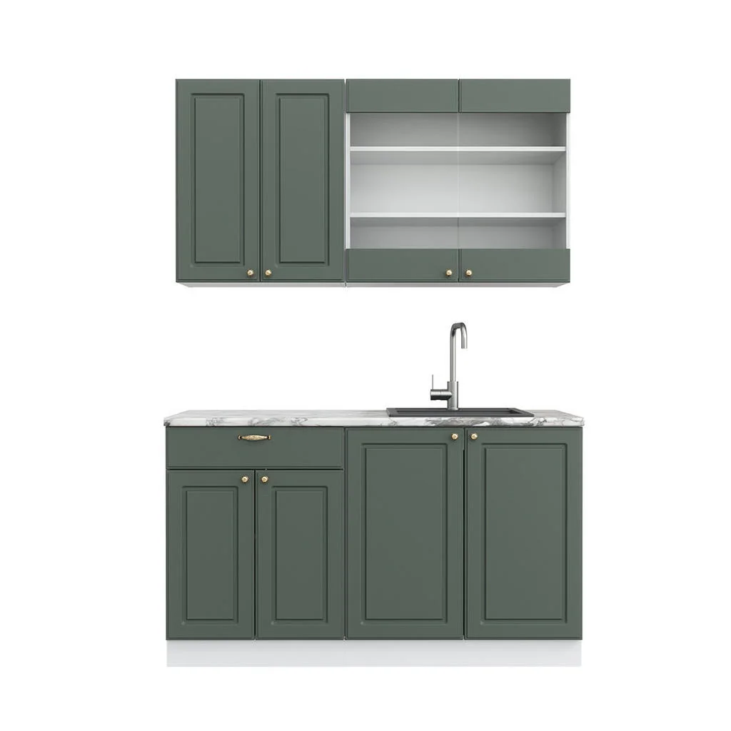 BUCĂTĂRIE SIMPLĂ Fame-Line Casă de țară verde-aurie/alb 140 cm fara blat BUCĂTĂRIE SIMPLĂ Fame-Line Casă de țară verde-aurie/alb 140 cm fara blat