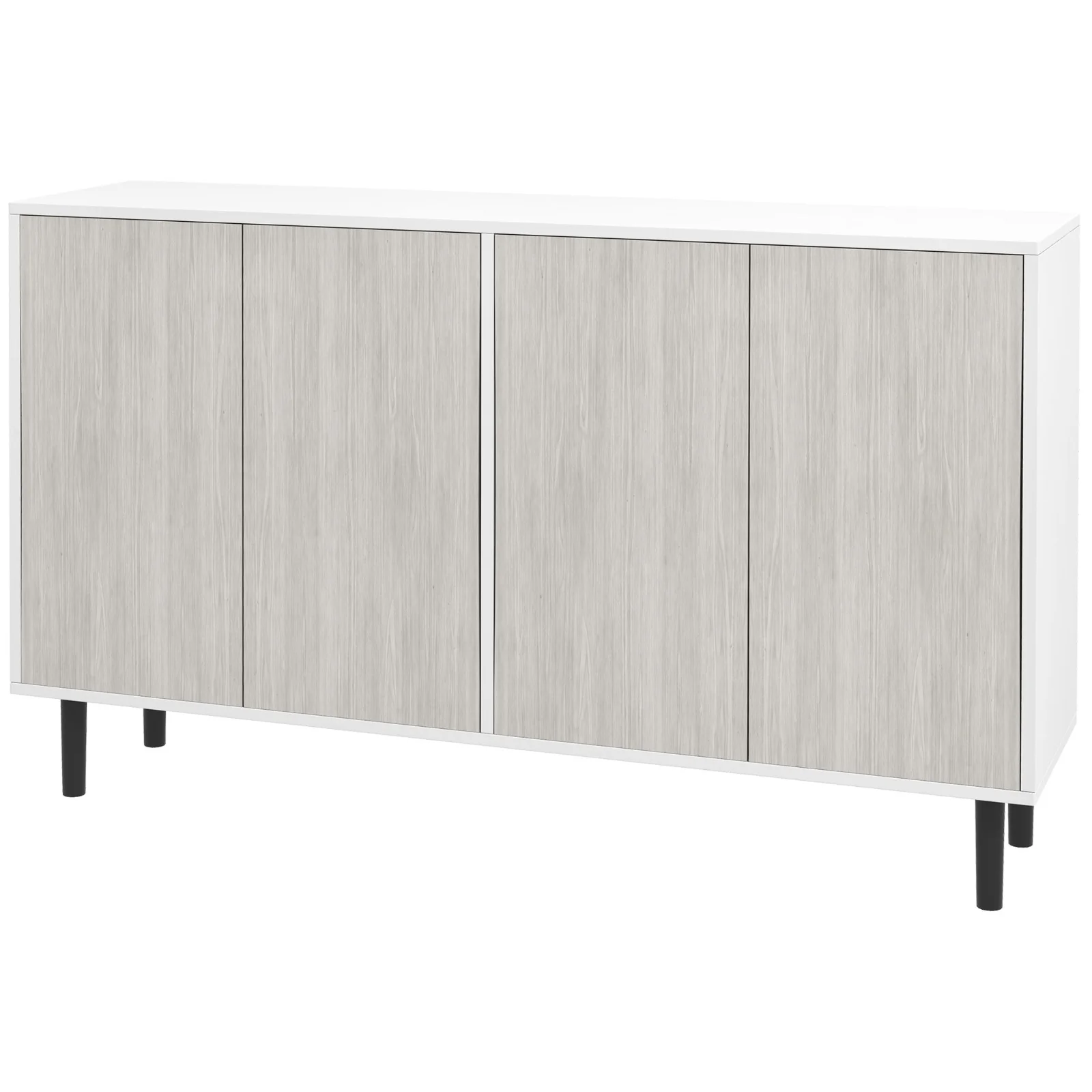 HOMCOM Bufet de bucătărie mobilier de depozitare 2 dulapuri cu rafturi reglabile, 121 x 37 x 75 cm, alb și aspect lemn gri | Aosom Romania HOMCOM Bufet de bucătărie mobilier de depozitare 2 dulapuri cu rafturi reglabile, 121 x 37 x 75 cm, alb și aspect lemn gri | Aosom Romania