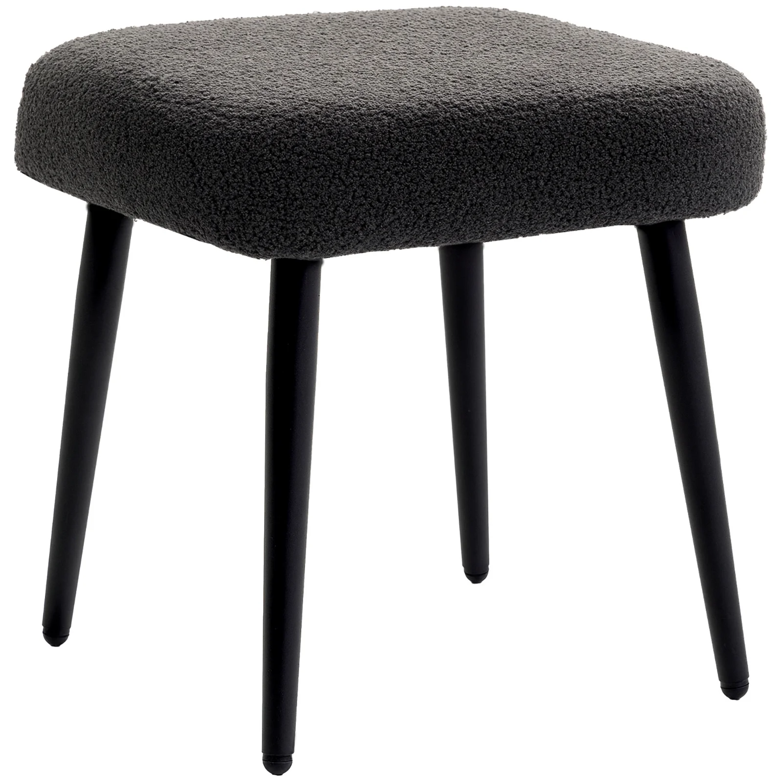 HOMCOM Taburet, suport pentru picioare, scaun captusit, aspect casmir, picioare din otel, 42 x 42 x 47 cm, Gri inchis | Aosom Romania HOMCOM Taburet, suport pentru picioare, scaun captusit, aspect casmir, picioare din otel, 42 x 42 x 47 cm, Gri inchis | Aosom Romania