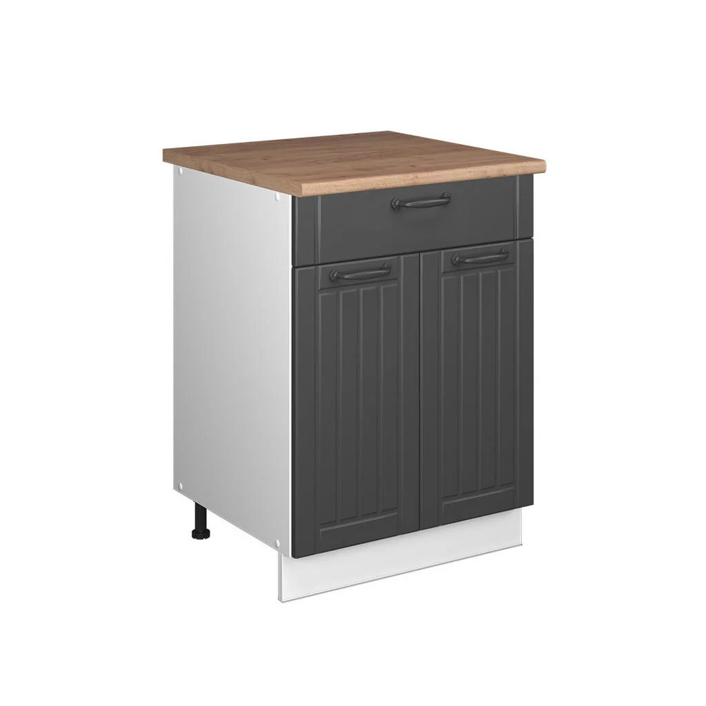 DULAP INFERIOR PENTRU CHIUVETĂ/PLITĂ Fame-Line, Gri închis/Alb, 60 cm cu sertar, stejar AP DULAP INFERIOR PENTRU CHIUVETĂ/PLITĂ Fame-Line, Gri închis/Alb, 60 cm cu sertar, stejar AP