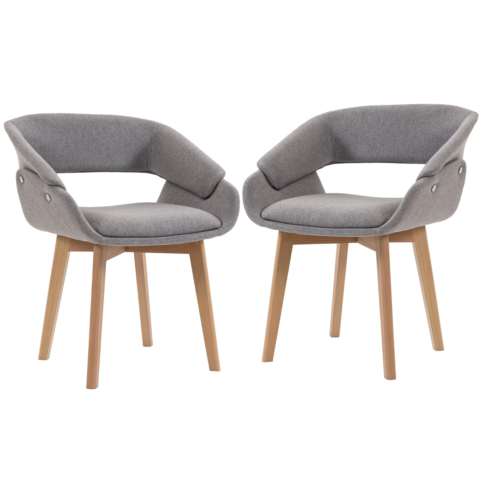 HOMCOM Set 2 Scaune Dining Ergonomice din Material Gri Deschis | Aosom Romania HOMCOM Set 2 Scaune Dining Ergonomice din Material Gri Deschis | Aosom Romania