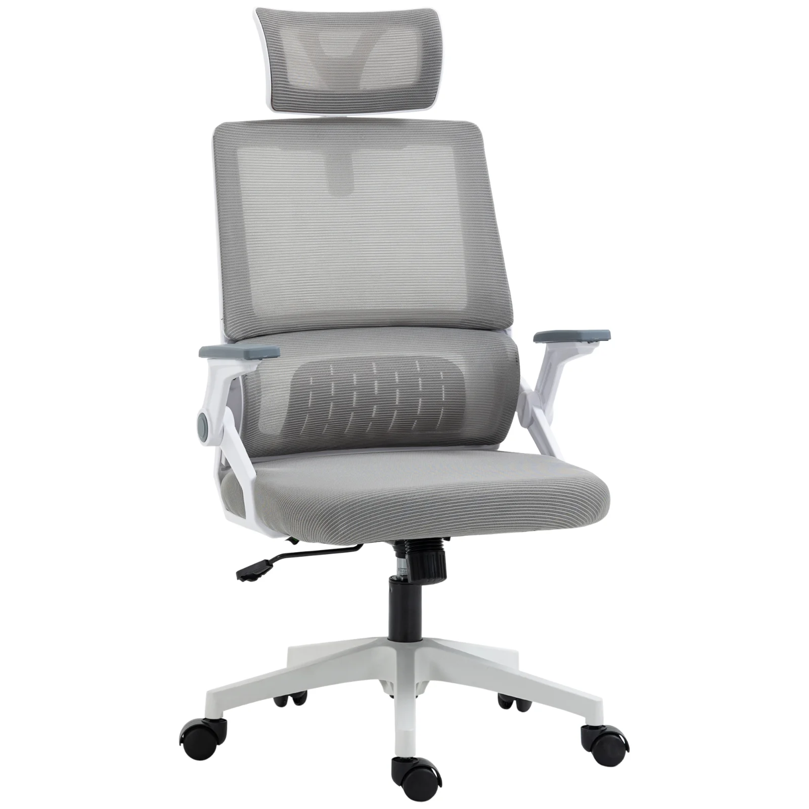 Vinsetto Scaun de birou reglabil material plasa din poliester spatar ergonomic inclinabil pivotant Gri | Aosom Romania Vinsetto Scaun de birou reglabil material plasa din poliester spatar ergonomic inclinabil pivotant Gri | Aosom Romania