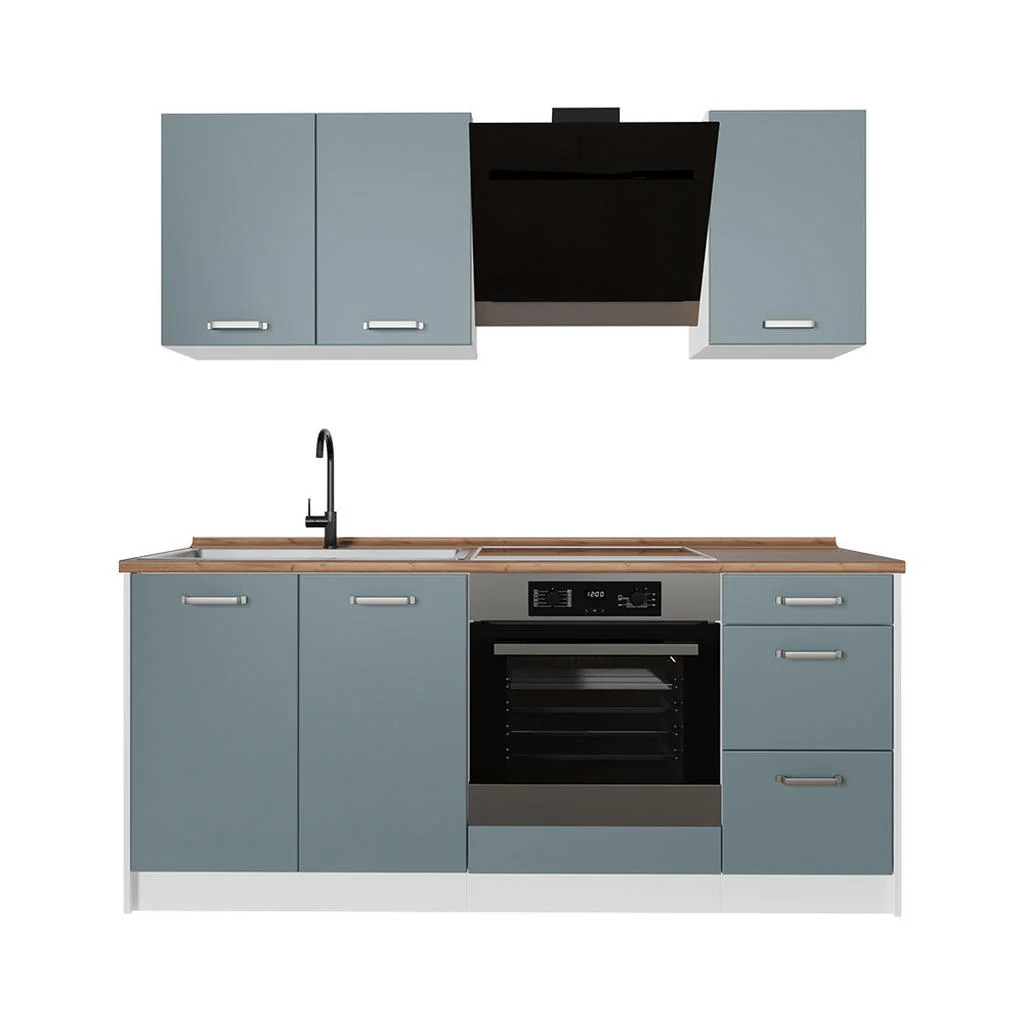BUCATARIE SINGLE R-Line, Albastru-gri/Alb, 180 cm, AP Stejar BUCATARIE SINGLE R-Line, Albastru-gri/Alb, 180 cm, AP Stejar